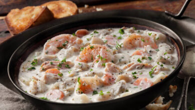 طريقة عمل شوربة السي فود بالكريمة