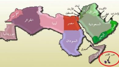 موقع جزر القمر على خريطة الوطن العربي